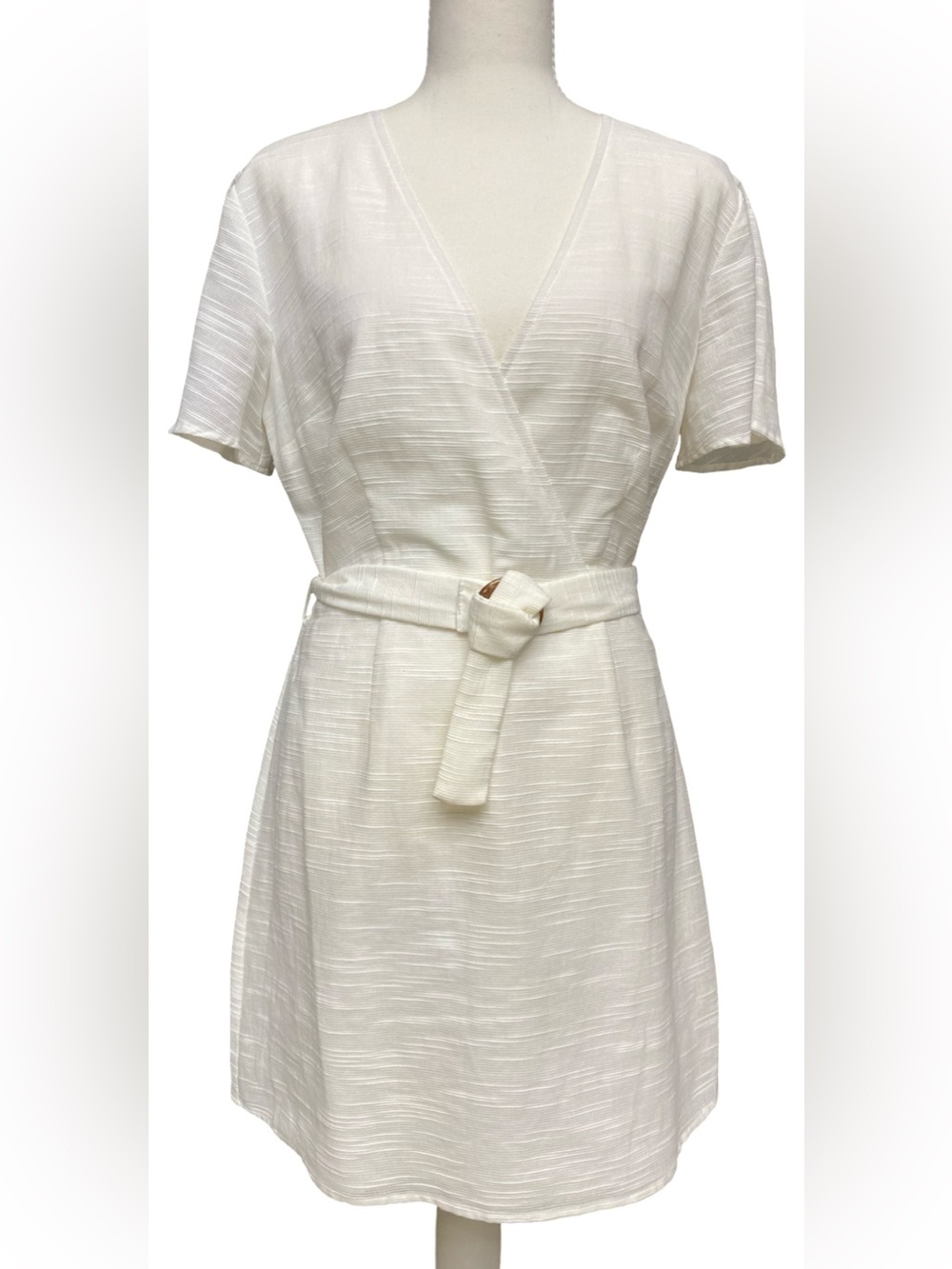 The Fifth Label NWT Ivory Textured Wrap Dress Belted Mini Dress Medium